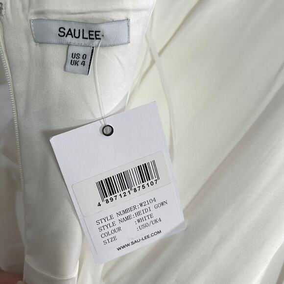 Sau Lee Heidi Strapless Pleated Bridal Wedding White Maxi Gown Size 0 - Picture 10 of 11